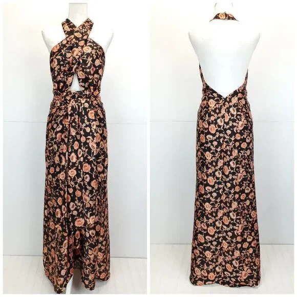 Significant Other Women's Effie Halter Dress Dark Painted Floral - Picture 7 of 14